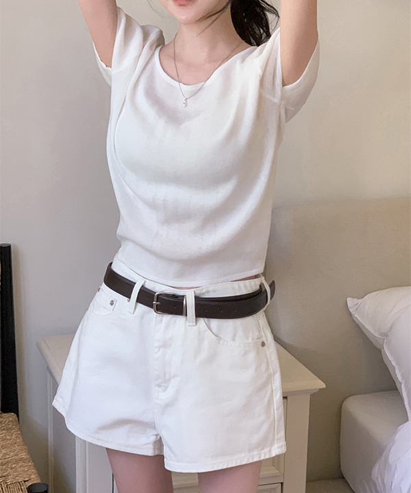ショッパーランド キト パステル Uネック キャップスリーブ 半袖ニット 画像 2