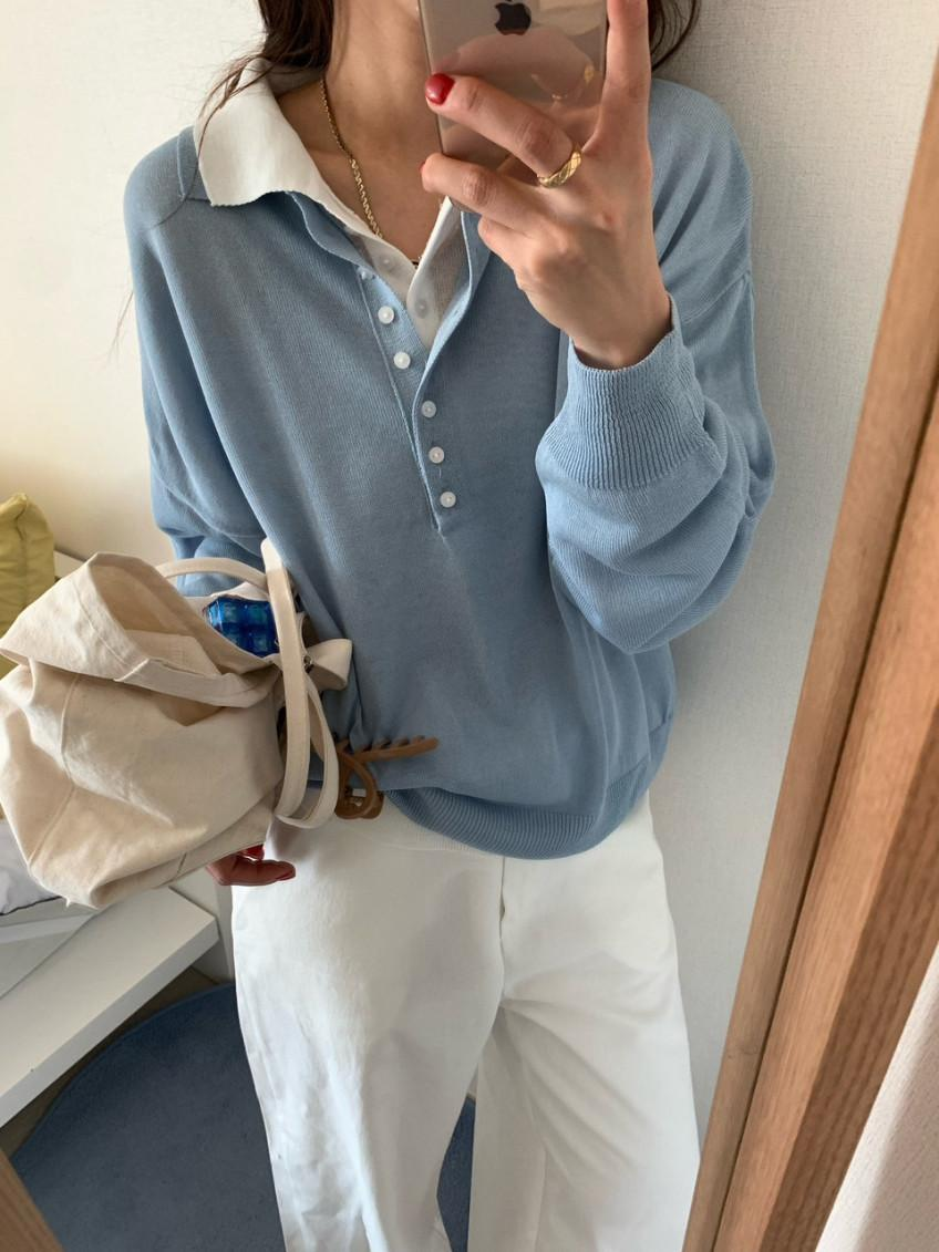 ショッパーランド キト パステル Uネック キャップスリーブ 半袖ニット 画像 4