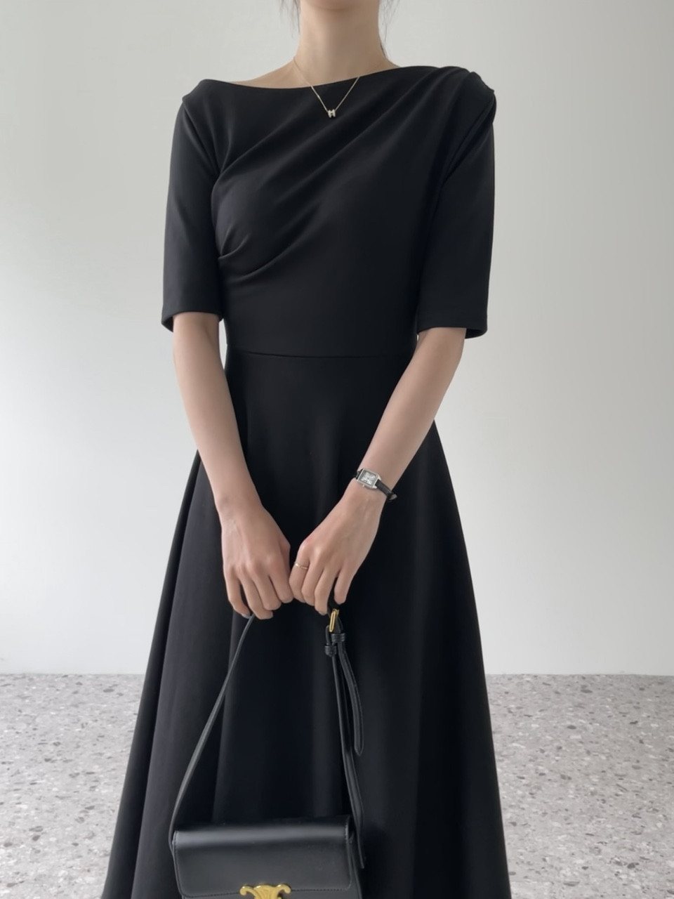 クルイガネット レディース ロング ワンピース ベージュ 半袖 結婚式 お呼ばれドレス 画像 6