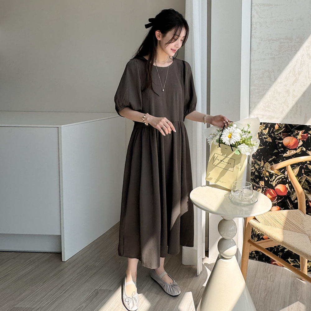 デイリーアンド リベル ロングワンピース 春夏 パフスリーブ フレア ルーズフィット ビッグサイズ レディース 画像 5