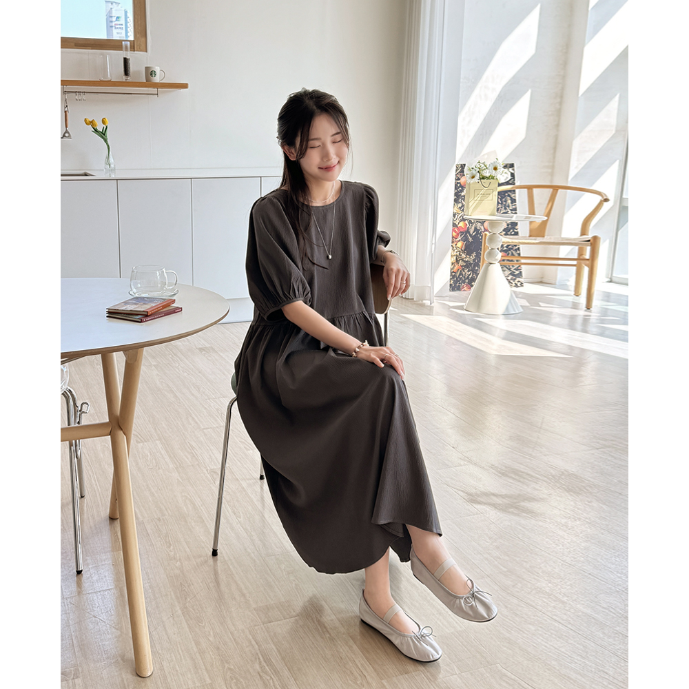 デイリーアンド リベル ロングワンピース 春夏 パフスリーブ フレア ルーズフィット ビッグサイズ レディース 画像 9