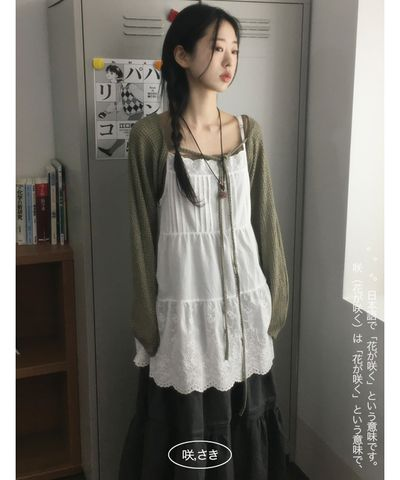 サキ レースワンピース 森ガール モリst フェミニン 長袖 ナチュラル系 画像 2