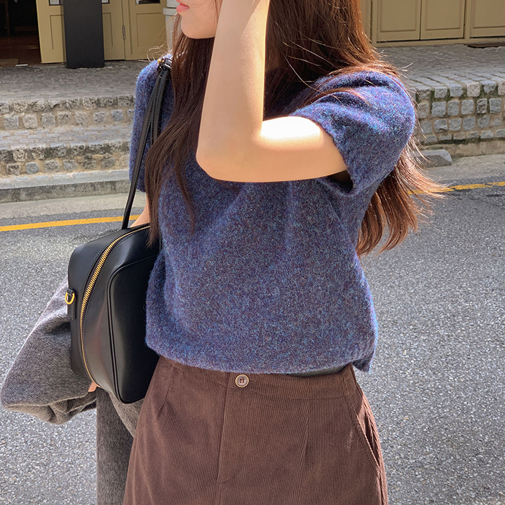 MOREROUND ロノク ラウンドネック半袖ニット ぼかし染め 5カラー 画像 5