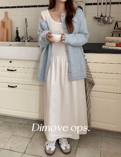 ディモブ ノースリーブレイヤードロングワンピース 83914 レディース 画像 2