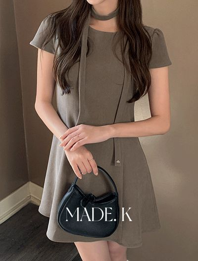 ケイクラブ シャイット タイ フレア ミニワンピース キャップスリーブ S/M/L