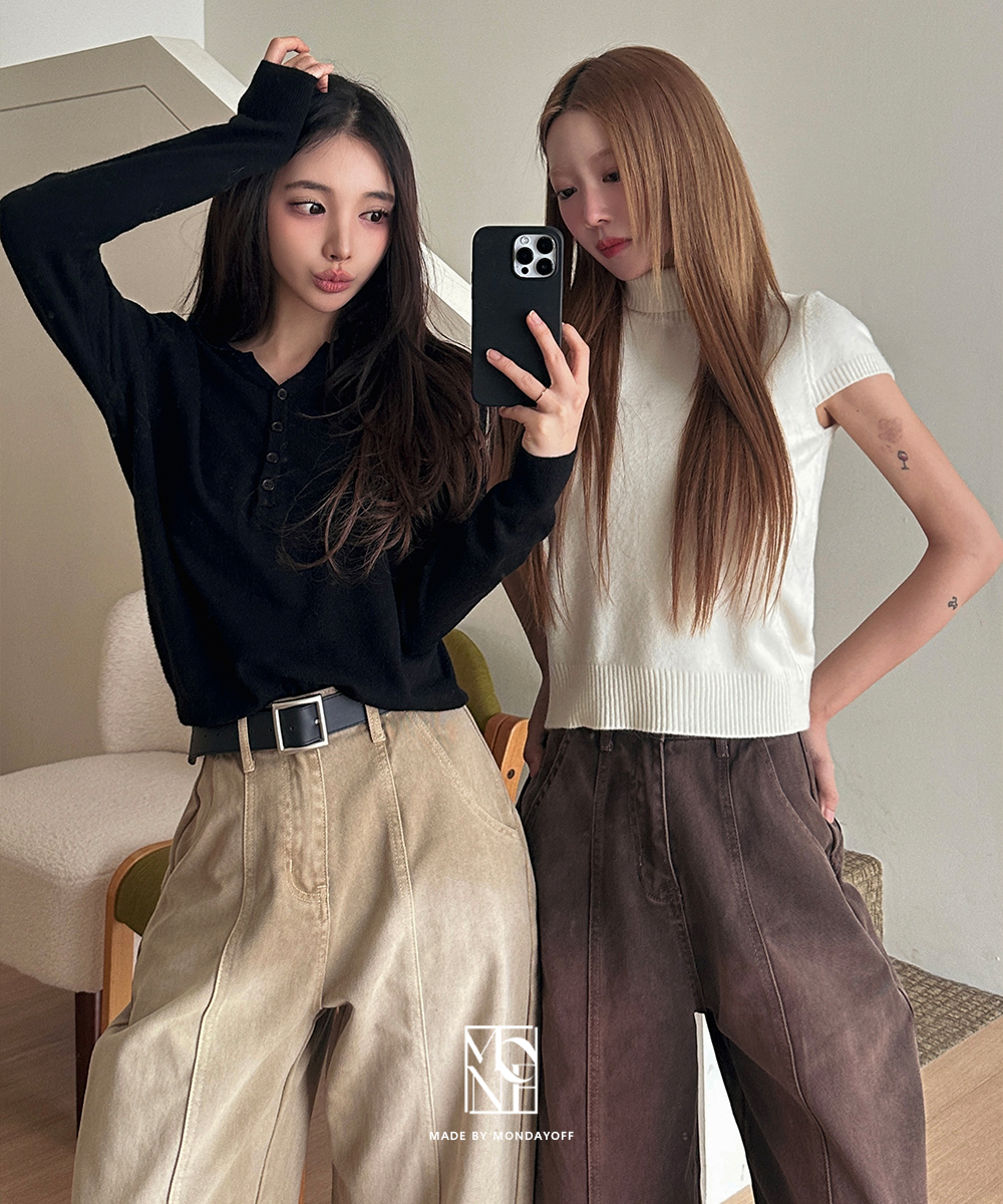 MONDAY OFF クリス タートルネック ニット 半袖 4カラー展開 画像 8