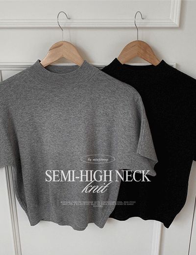 アワーラ バンハイネック モダール 半袖ニット (2色展開) 画像 1