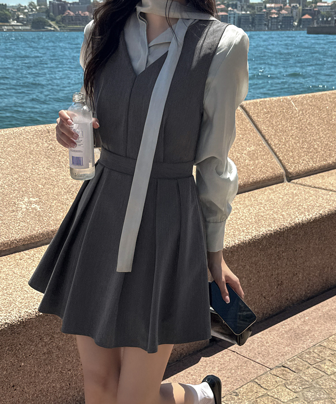 ケイクラブ バボン Vネック ピンタック ミニ ワンピース レディース ノースリーブ 結婚式 お呼ばれ 画像 3