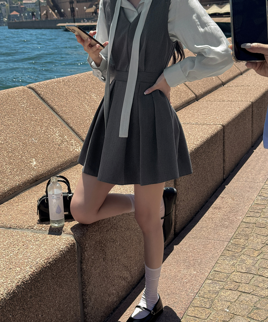 ケイクラブ バボン Vネック ピンタック ミニ ワンピース レディース ノースリーブ 結婚式 お呼ばれ 画像 6