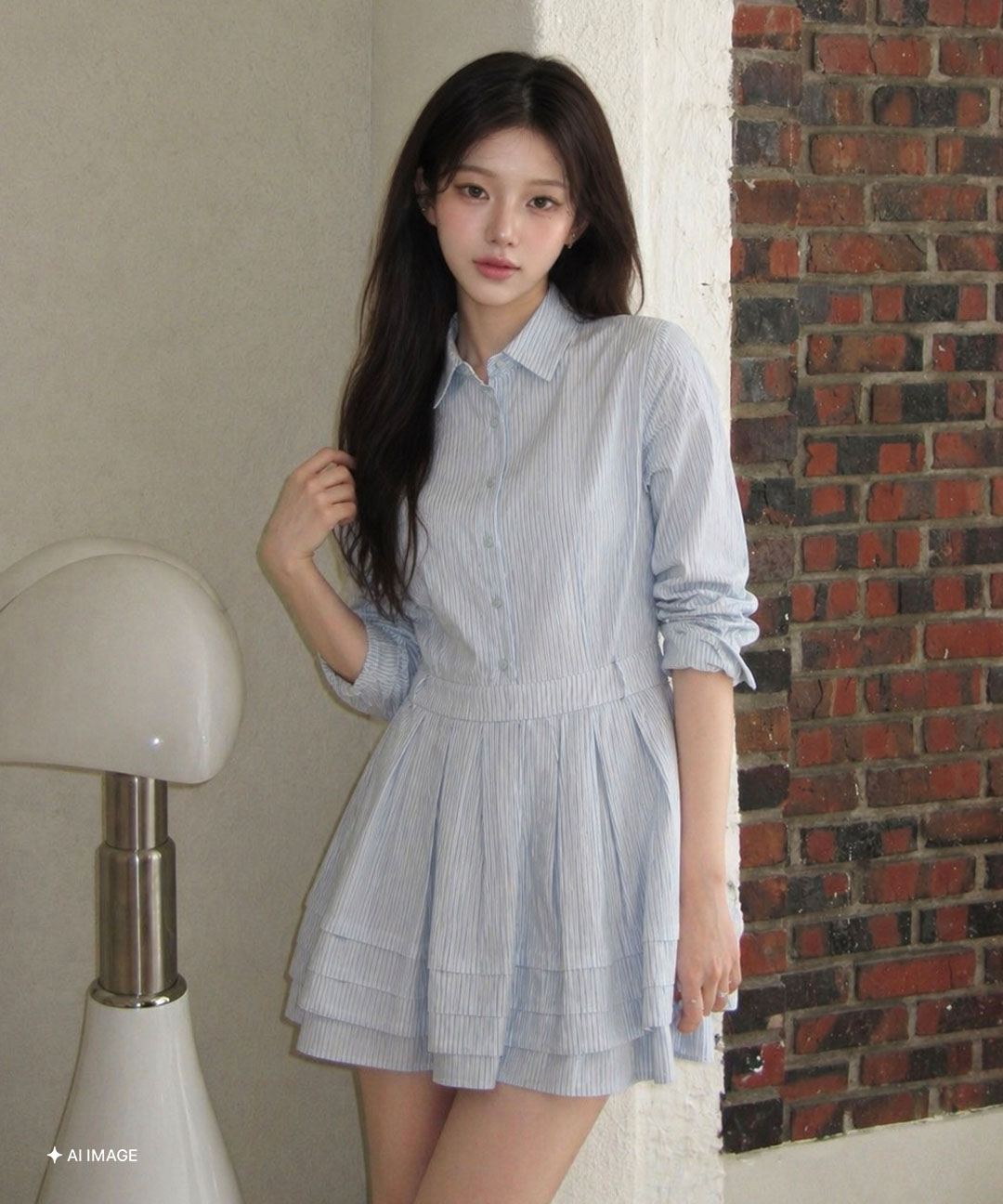 GENERAL IDEA WOMAN プリーツシャツワンピース 2カラー レディース 長袖ワンピース 画像 3