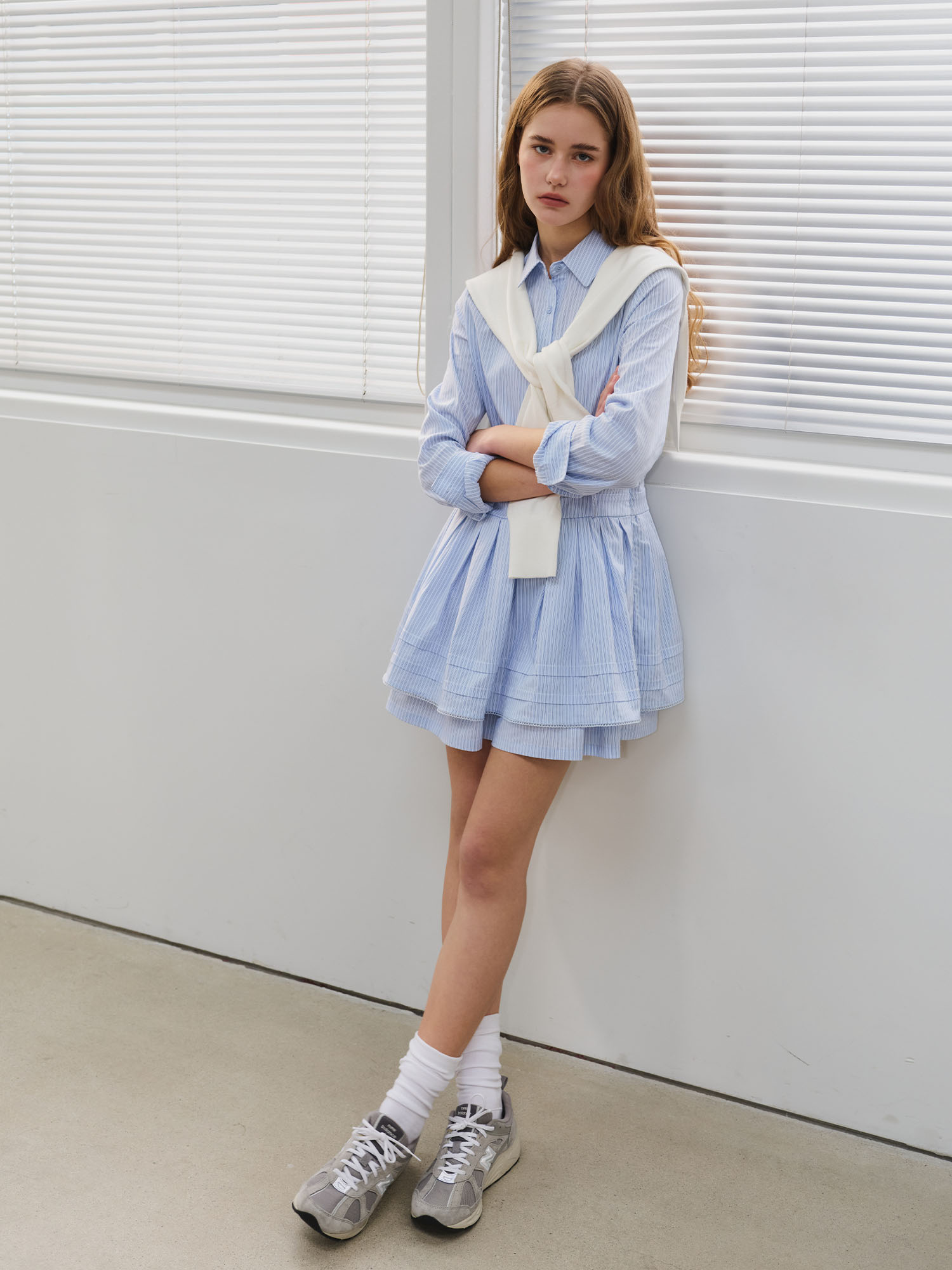 GENERAL IDEA WOMAN プリーツシャツワンピース 2カラー レディース 長袖ワンピース 画像 5