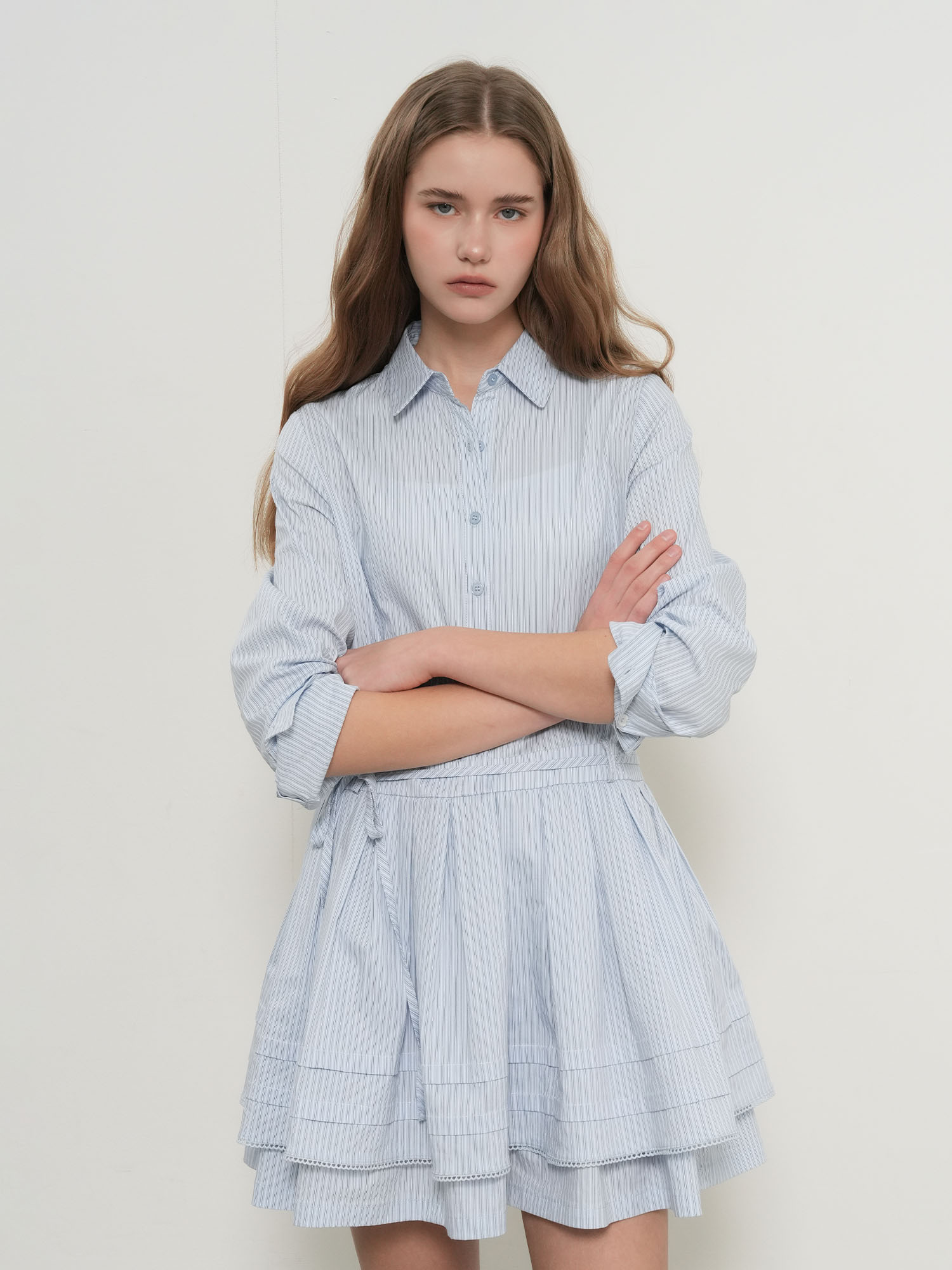 GENERAL IDEA WOMAN プリーツシャツワンピース 2カラー レディース 長袖ワンピース 画像 6