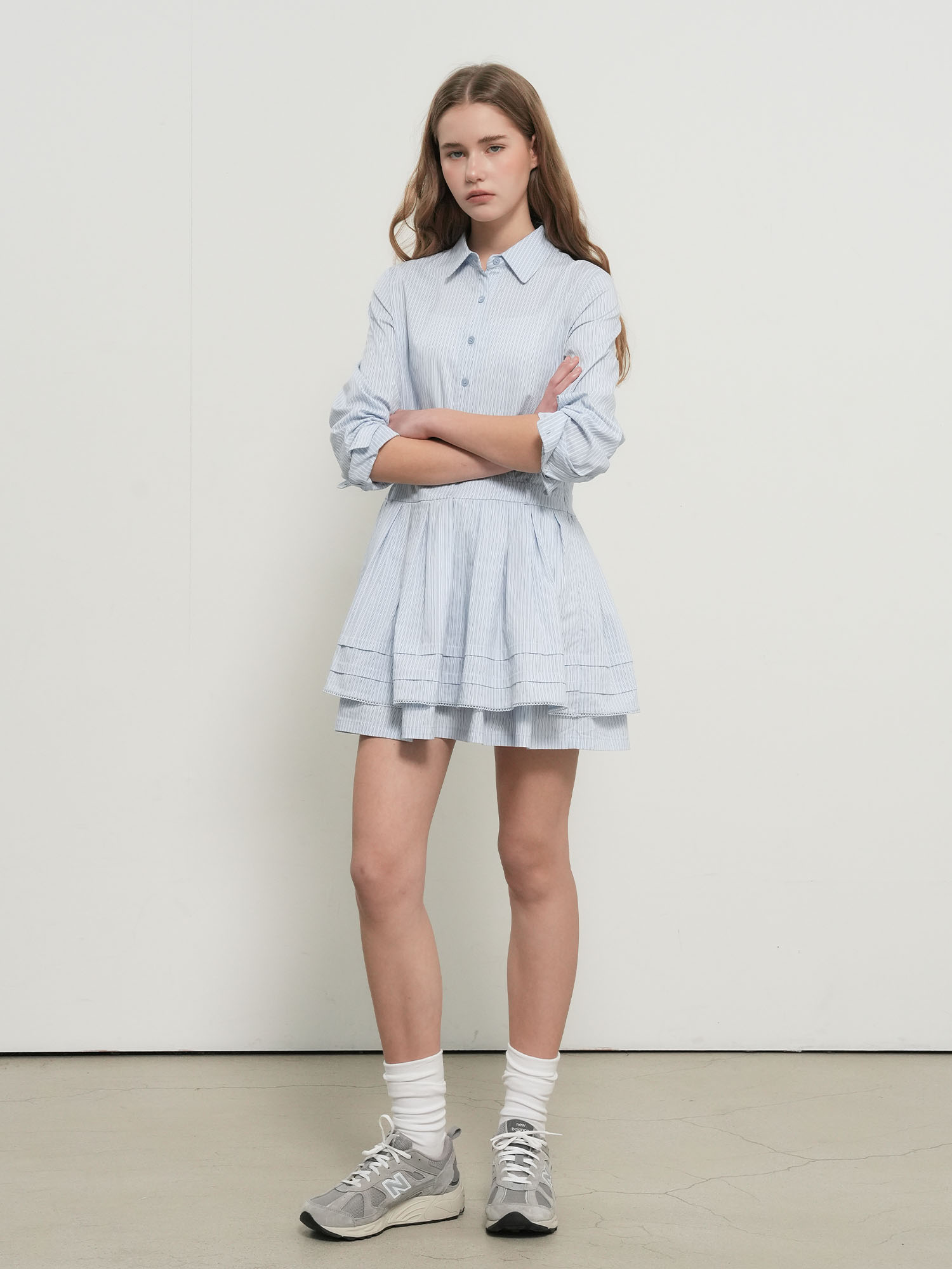 GENERAL IDEA WOMAN プリーツシャツワンピース 2カラー レディース 長袖ワンピース 画像 7