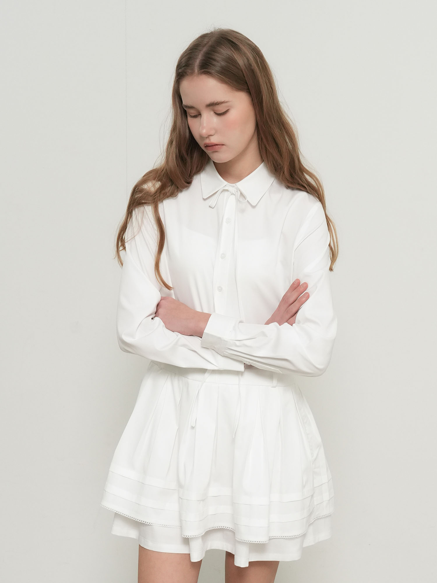 GENERAL IDEA WOMAN プリーツシャツワンピース 2カラー レディース 長袖ワンピース 画像 8