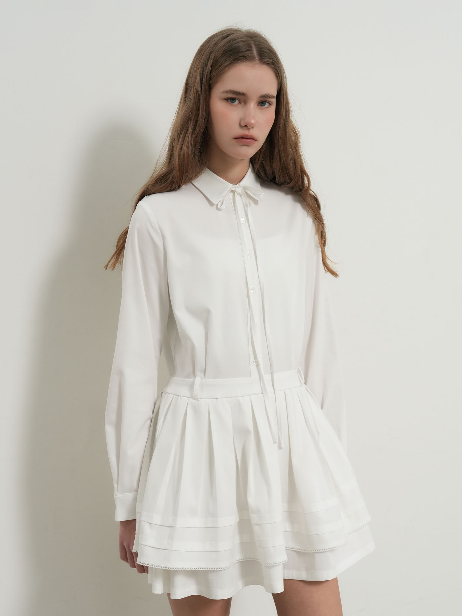 GENERAL IDEA WOMAN プリーツシャツワンピース 2カラー レディース 長袖ワンピース 画像 9