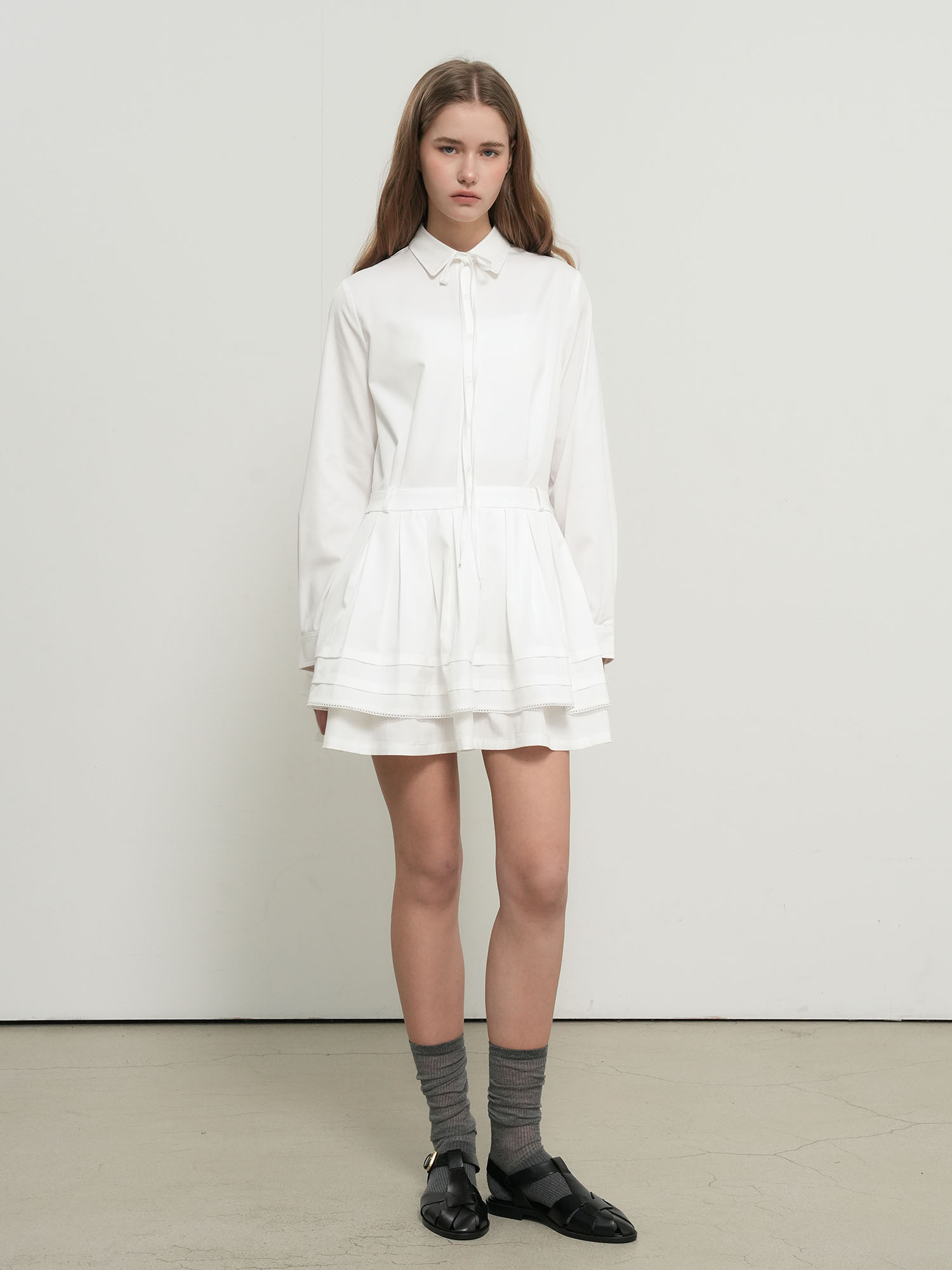 GENERAL IDEA WOMAN プリーツシャツワンピース 2カラー レディース 長袖ワンピース 画像 10