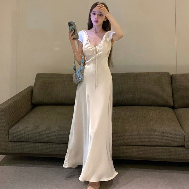 ベニート レイフル ロング ラウンドワンピース マフラーセット ノースリーブ 春夏秋 通勤 デート フォーマル