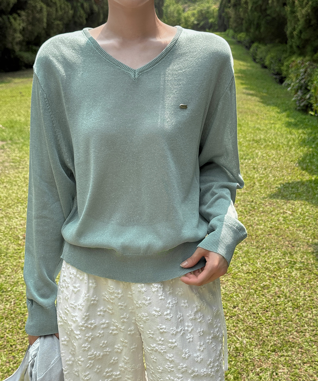 ケイクラブ オンリー プレミアム Vネック リネンニット レディース 夏 シースルー オーバーフィット S/M/L