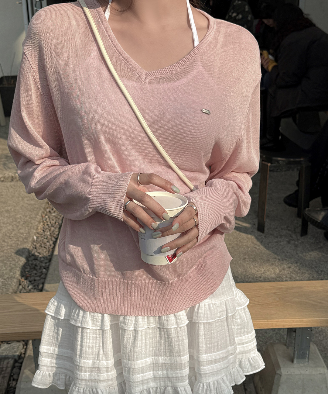 ケイクラブ オンリー プレミアム Vネック リネンニット レディース 夏 シースルー オーバーフィット S/M/L 画像 7