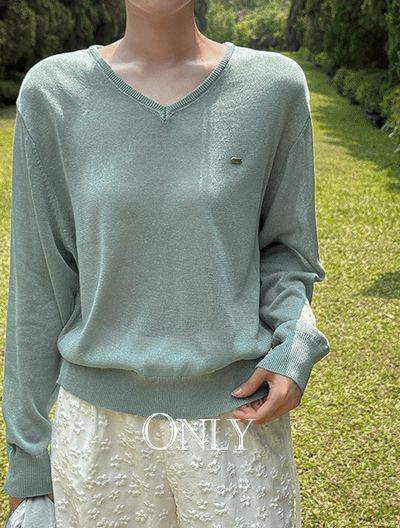 ケイクラブ オンリー プレミアム Vネック リネンニット レディース 夏 シースルー オーバーフィット S/M/L 画像 2