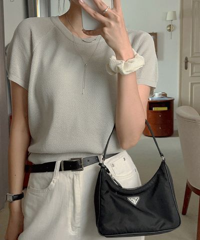 グリニスタジオ アンヌ ラウンドネック半袖ニット 6カラー ナグランスリーブ 夏用レディースニット 画像 2