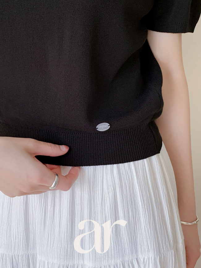 アトランス ブイネック自然貝ボタン半袖クールニット 夏用サマーニット 通勤デイリーキャンパス 画像 7