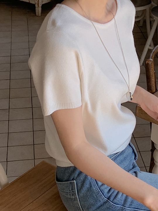 LILIENKCO ドフニル ラウンドネック ペンダント 半袖ニット 26SS ソフトタッチ デイリー レディース 画像 4