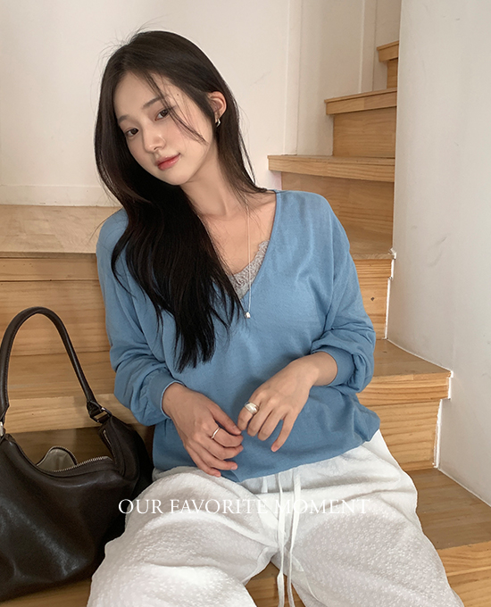 ロー ディープVネック ルーズフィット ニット (knit) 画像 2