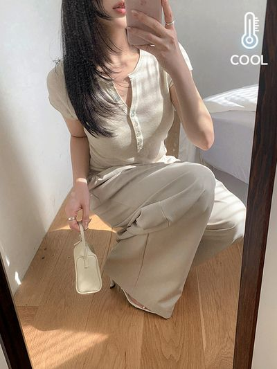 French Obb イボンボタン Vネック レイヤード 半袖ニット 画像 2