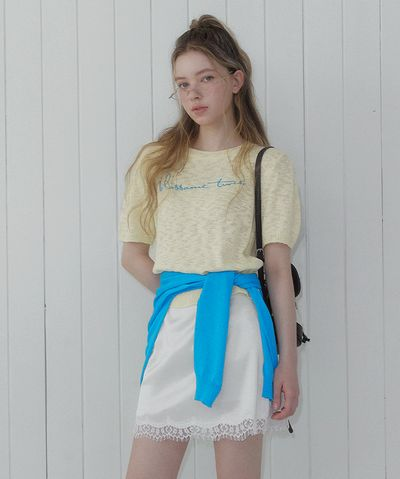 トゥイ ポエティ ビッグレタリング刺繍半袖ニット 画像 2