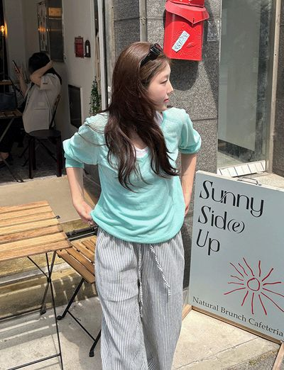 デイイン リネンブリーズ Vネック ラグランニット ナチュラル素材 画像 2