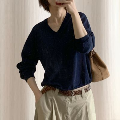 ビオディナリー リネン Vネック ホールガーメント ニット サマーニット メンズ 画像 2