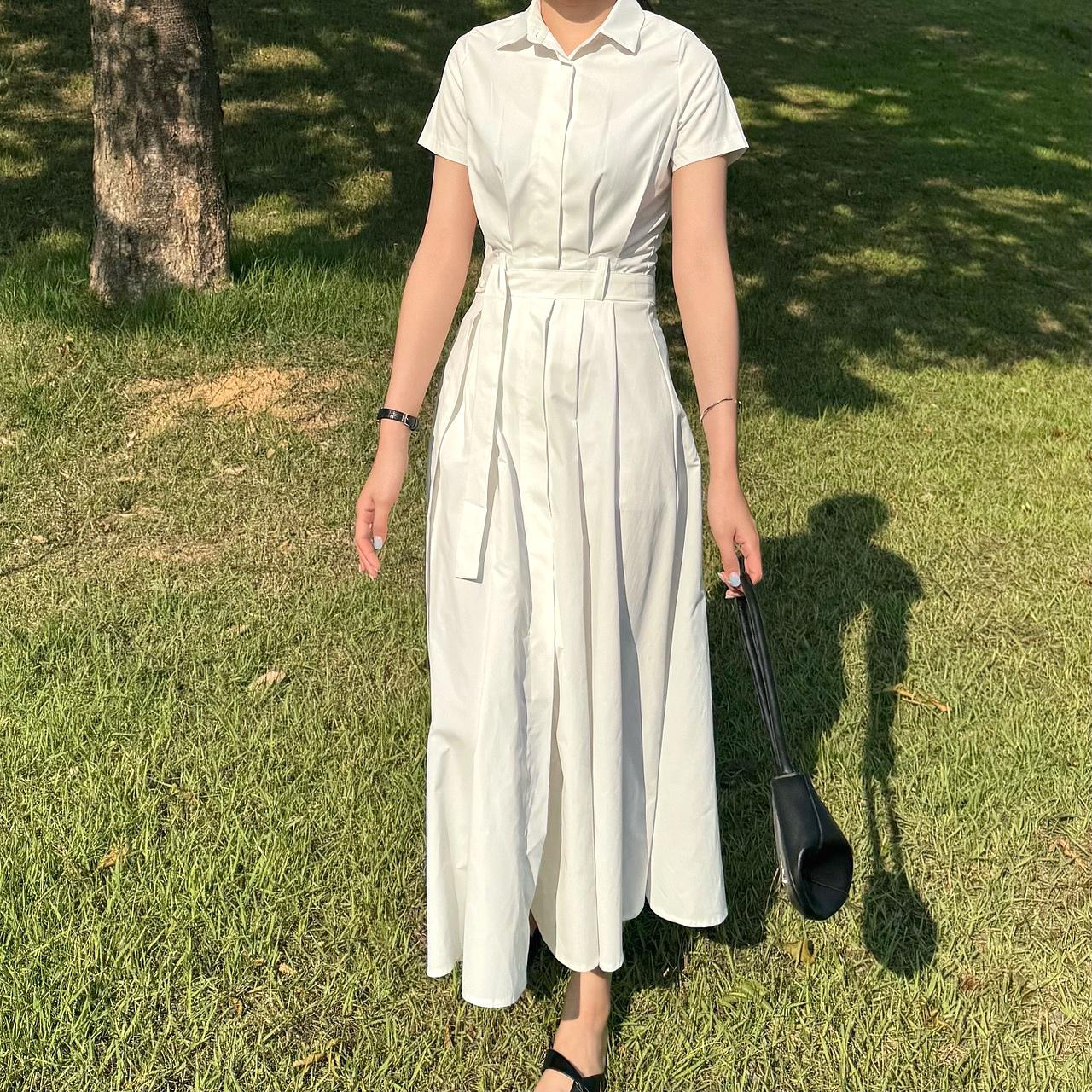 メイドジェイ スクエアネック 半袖ロングワンピース Aライン  春夏リゾート