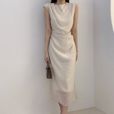 シフォン レイヤード ロングワンピース ドレープシャーリング 結婚式 お呼ばれ 画像 2