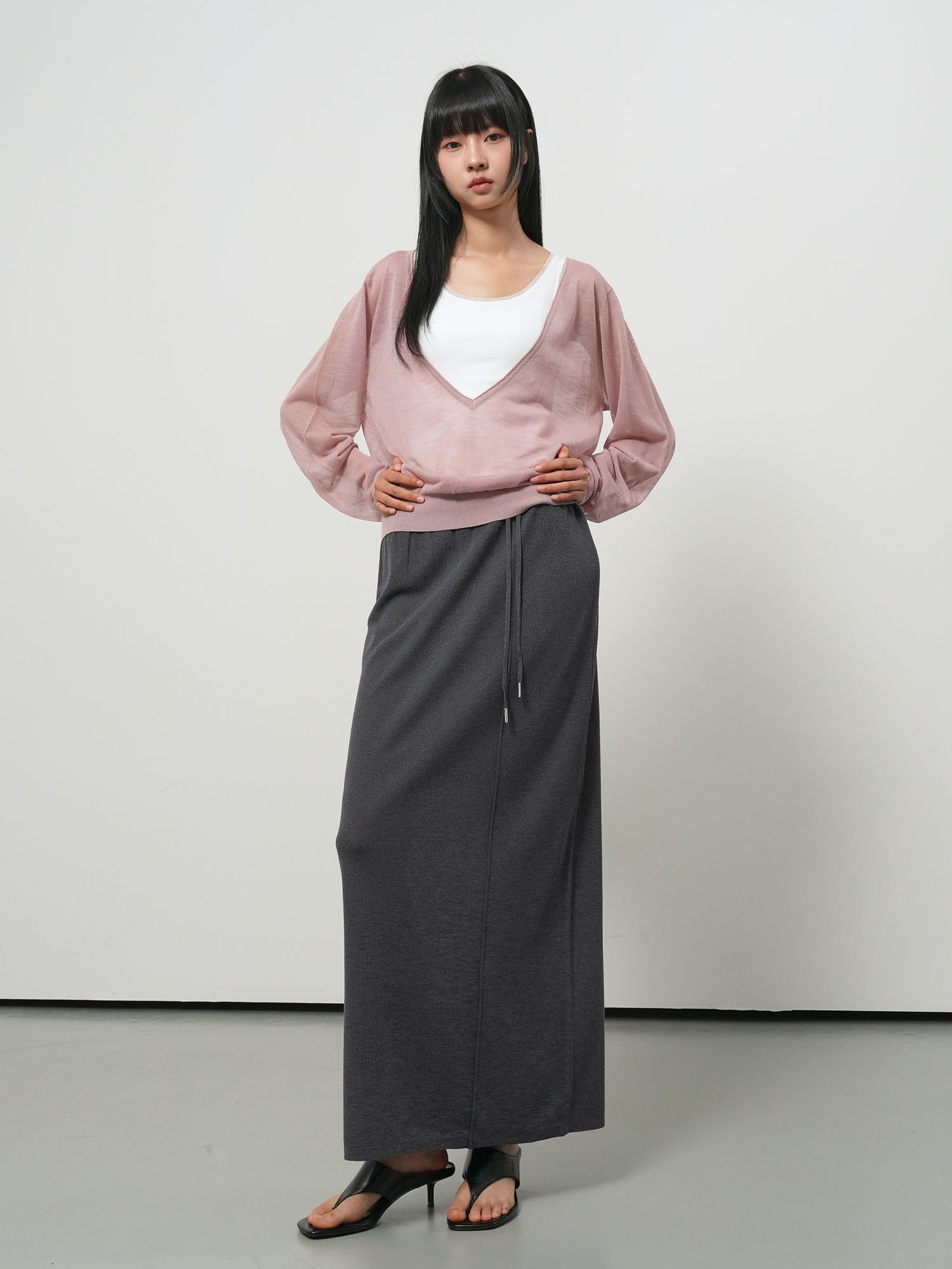 GENERAL IDEA レディース シースルー ディープVネック ニット プルオーバー 全 画像 9