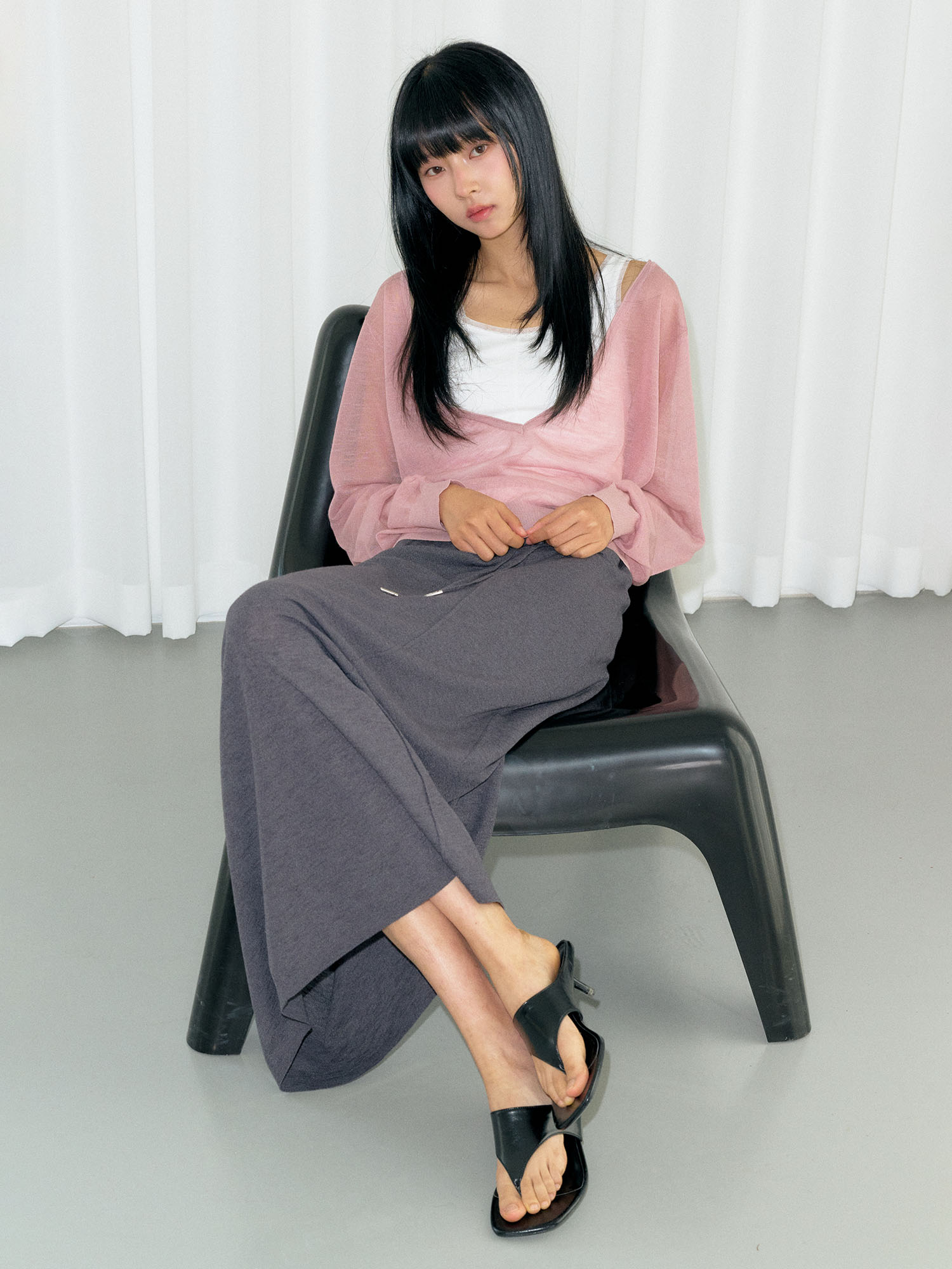 GENERAL IDEA レディース シースルー ディープVネック ニット プルオーバー 全 画像 7
