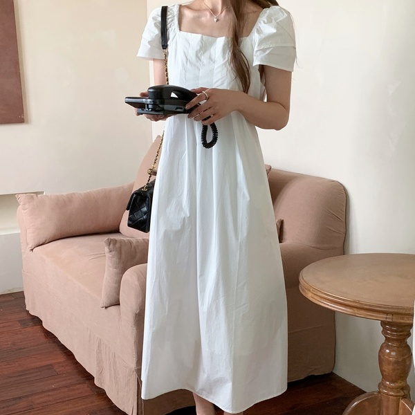 メイドジェイ プラント斜め配色 Aライン ロングワンピース 半袖 春夏 リゾート ゲストドレス 画像 2