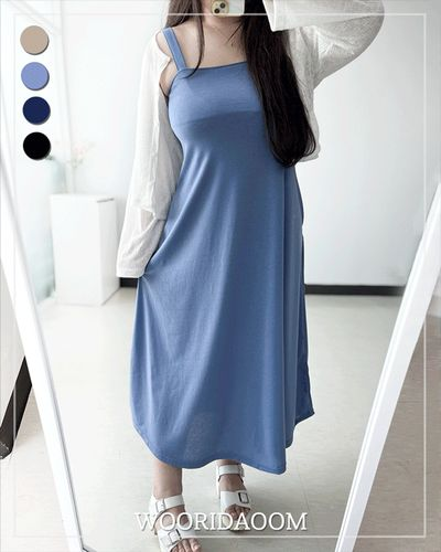 ウリダウム 投ブリ ロング丈ノースリーブワンピース ビッグサイズ レイヤード対応 画像 2