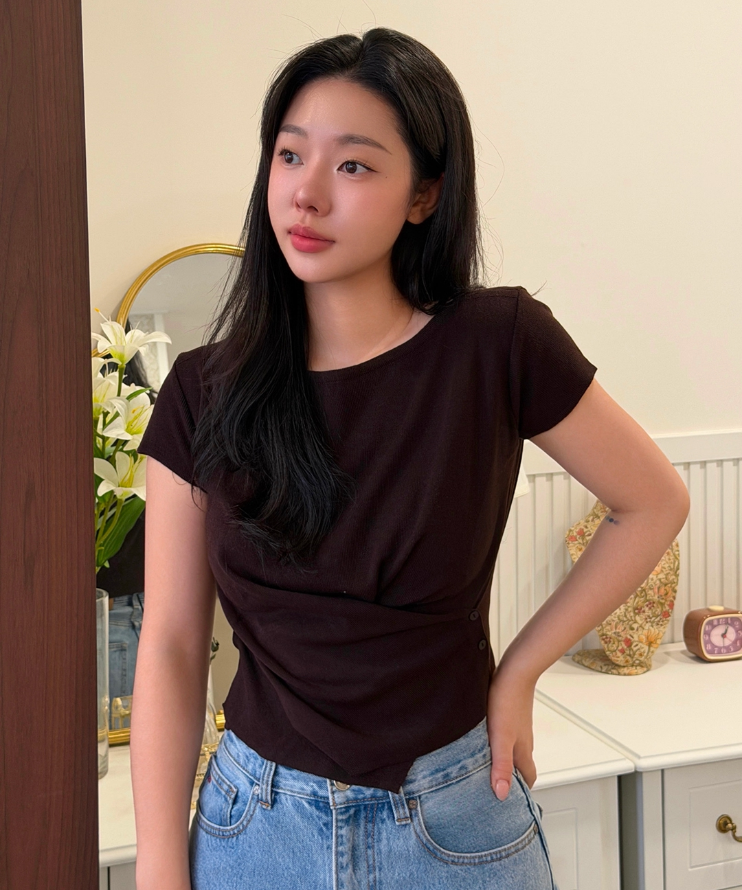 MIXXO ラップボタン 半袖ニット サマーニット レディース 画像 5