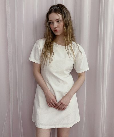 トゥイ アース ピンタック パフスリーブ 半袖 ミニ ワンピース 画像 2