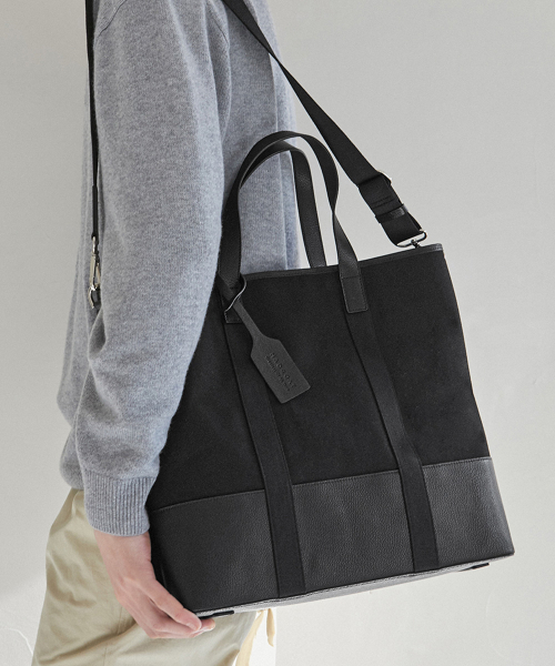 デュアルトップ キャンバス トートバッグ ブラック