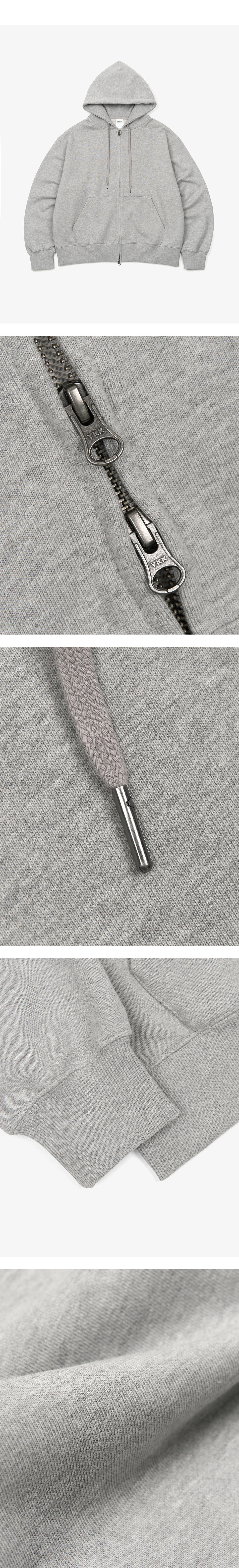 2WAY スウェット フード ジップアップ (MELANGE GREY) 画像 4