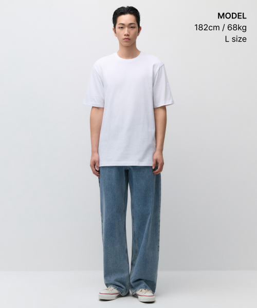 レイヤードクルーネックTシャツ ホワイト 通常丈 画像 1