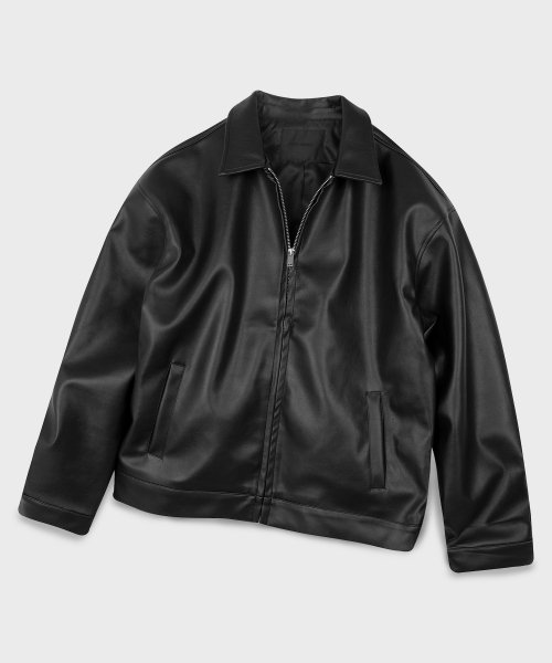BLACK MOMENT オーバーフィットフェイクレザーライダージャケット - ブラックモーメント