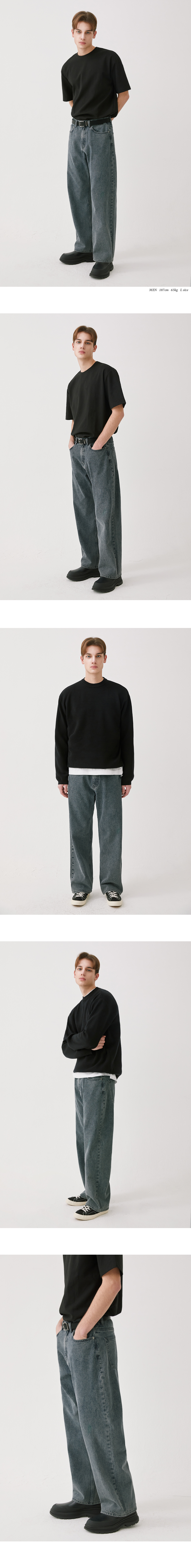 トリリオン バイオストーンウォッシュ ワイドデニムパンツ BLUE GRAY 画像 9