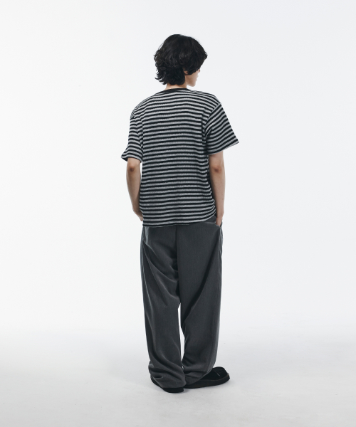 シグニチャー ダブルタック ワイドスラックス グレー 夏素材 画像 5