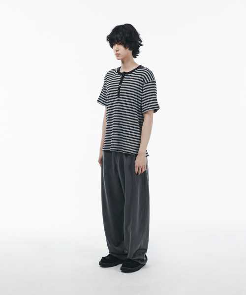 シグニチャー ダブルタック ワイドスラックス グレー 夏素材 画像 9