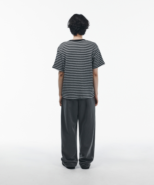 シグニチャー ダブルタック ワイドスラックス グレー 夏素材 画像 10