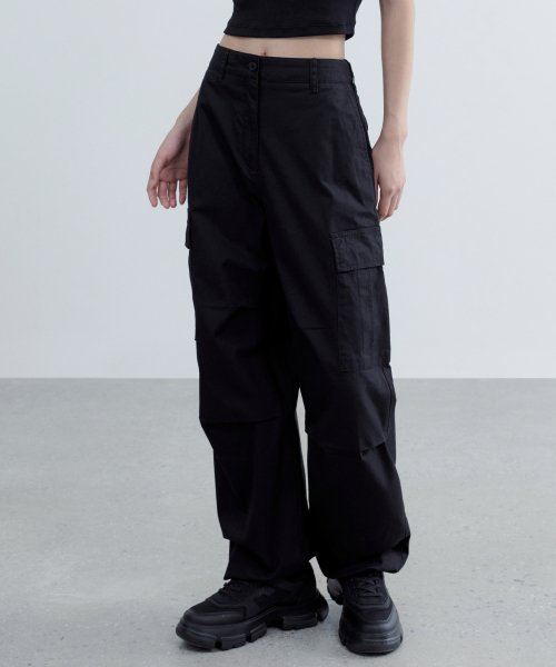 ワイドカーゴパンツ ブラック レディース 画像 4