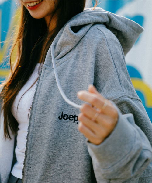 JEEP(ジープ) スモールロゴ オーバーフィット フルジップパーカー JR5MG 2WAY着用可能 画像 7